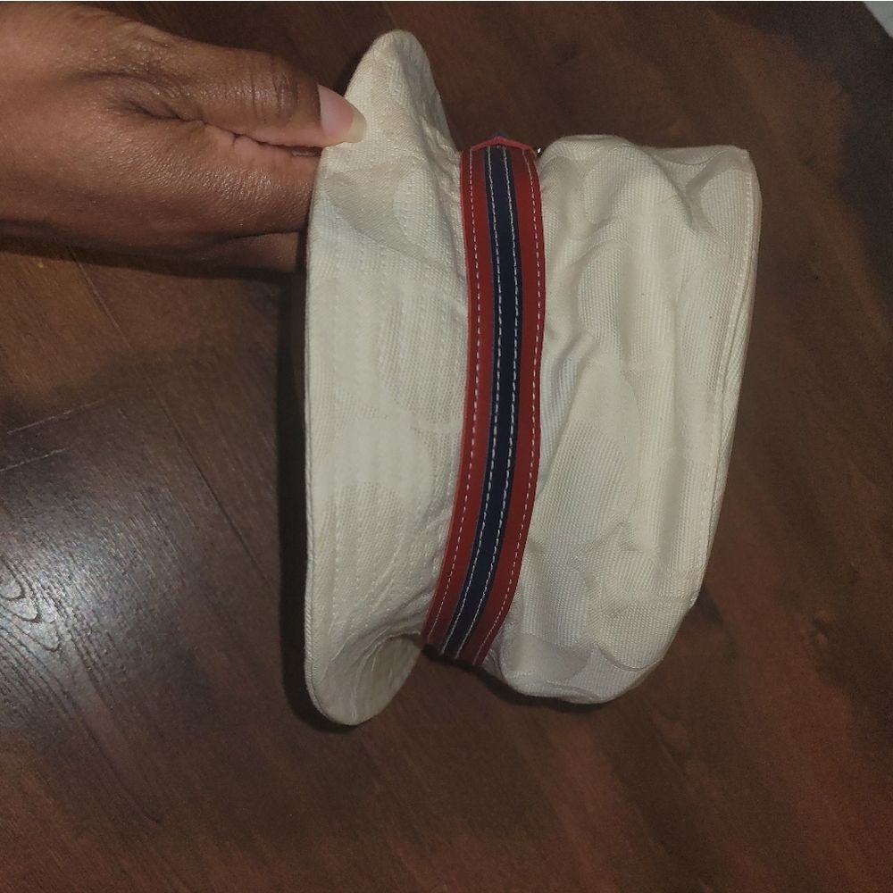 Coach Cream and Red Bucket Hat with Striped Band - Picture 2 of 5
